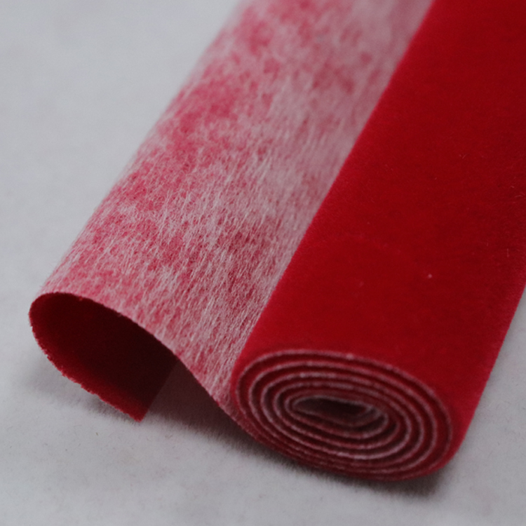 紅色水刺長毛植絨布（A01.C1.0630)