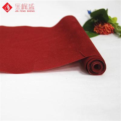 深紅同色同底水刺布短毛植絨布（A01.D1.0924)